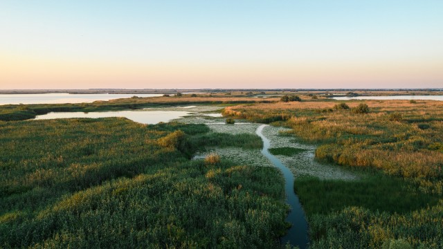 Droonivaade Doonau delta laguunile, Rumeenias