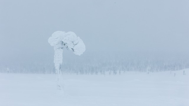 Lumeteki all mattunud Lapimaa loodus, Soome