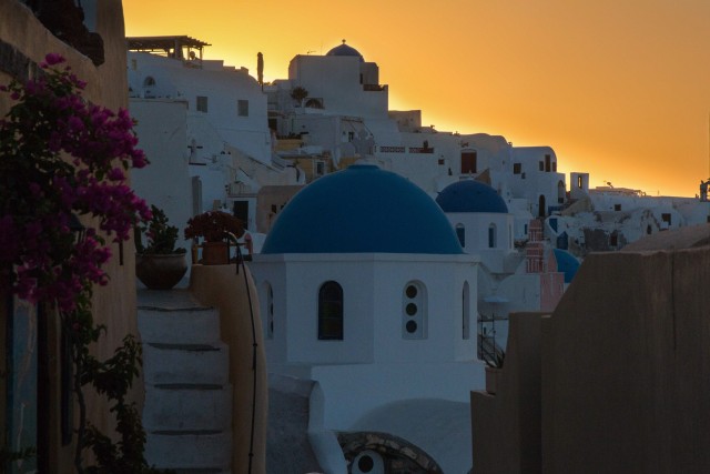 Vaade imelisele Santorini saarel asuvale Oia külale, Kreeka