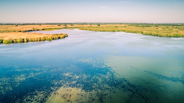 Droonivaade Doonau delta laguunile, Rumeenias