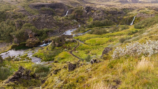 Maastik Põhja-Islandis, Gjaini orus