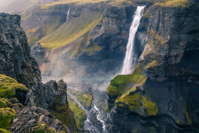 Üks Islandi kõrgemaid jugasid, Haifossi juga