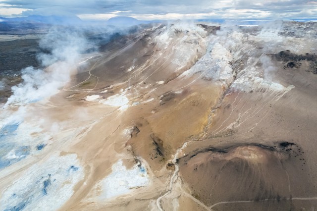 Aerial view of Hverir in Iceland