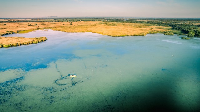 Droonivaade Doonau delta laguunile, Rumeenias