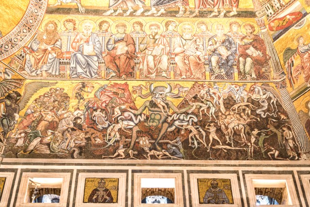 Kristus ja viimne kohtuotsus Firenze baptisteeriumi kaheksanurkse kupli mosaiikidega kaetud sisemuses